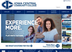 How iowacentral.edu looks like on a tablet such as an iPad.