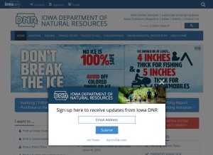 How iowadnr.gov looks like on a tablet such as an iPad.