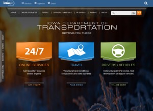 How iowadot.gov looks like on a tablet such as an iPad.