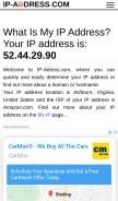 How ip-adress.com looks like on a mobile device such as an iPhone.