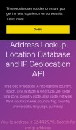 How ip-api.io looks like on a mobile device such as an iPhone.