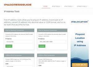How ipaddressguide.com looks like on a tablet such as an iPad.