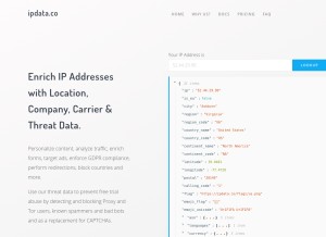 How ipdata.co looks like on a tablet such as an iPad.