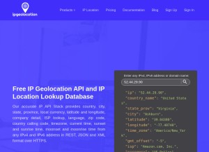 How ipgeolocation.io looks like on a tablet such as an iPad.