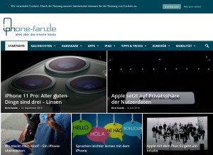 How iphone-fan.de looks like on a tablet such as an iPad.