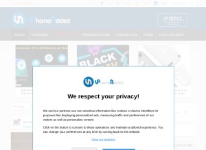 How iphoneaddict.fr looks like on a tablet such as an iPad.