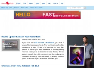 How iphonehacks.com looks like on a tablet such as an iPad.