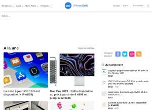 How iphonesoft.fr looks like on a tablet such as an iPad.