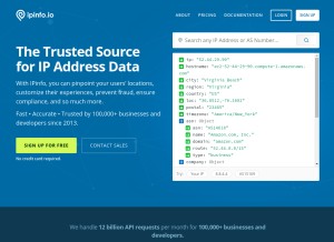 How ipinfo.io looks like on a tablet such as an iPad.