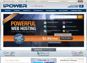 How ipower.com looks like on a tablet such as an iPad.
