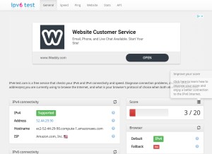 How ipv6-test.com looks like on a tablet such as an iPad.