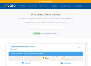 How ipvoid.com looks like on a tablet such as an iPad.