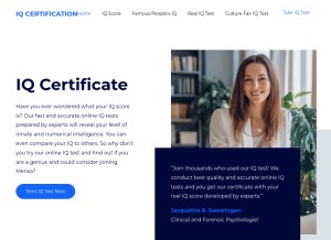 How iqcertificate.com looks like on a tablet such as an iPad.