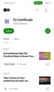 How iqcertificate.medium.com looks like on a mobile device such as an iPhone.