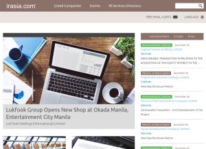 How irasia.com looks like on a tablet such as an iPad.
