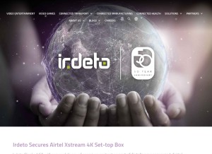 How irdeto.com looks like on a tablet such as an iPad.