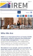 How irem.org looks like on a mobile device such as an iPhone.
