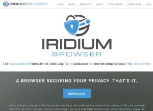 How iridiumbrowser.de looks like on a tablet such as an iPad.