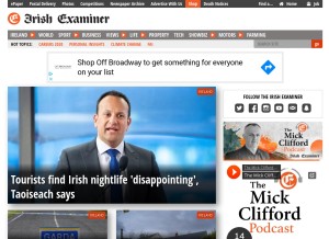 How irishexaminer.com looks like on a tablet such as an iPad.