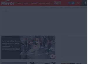 How irishmirror.ie looks like on a tablet such as an iPad.