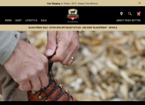 How irishsetterboots.com looks like on a tablet such as an iPad.