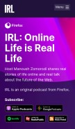 How irlpodcast.org looks like on a mobile device such as an iPhone.