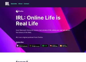 How irlpodcast.org looks like on a tablet such as an iPad.