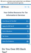 How irs.com looks like on a mobile device such as an iPhone.