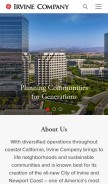 How irvinecompany.com looks like on a mobile device such as an iPhone.