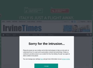How irvinetimes.com looks like on a tablet such as an iPad.