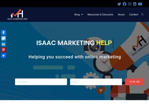 How isaacmarketinghelp.com looks like on a tablet such as an iPad.