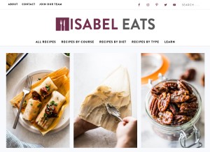 How isabeleats.com looks like on a tablet such as an iPad.