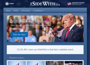 How isidewith.com looks like on a tablet such as an iPad.