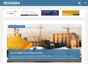 How isixsigma.com looks like on a tablet such as an iPad.