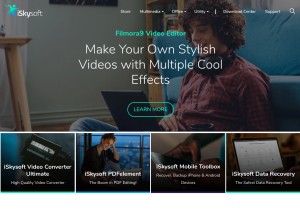 How iskysoft.us looks like on a tablet such as an iPad.