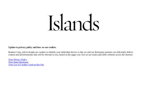 How islands.com looks like on a tablet such as an iPad.