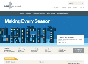 How iso-ne.com looks like on a tablet such as an iPad.