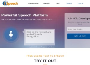 How ispeech.org looks like on a tablet such as an iPad.