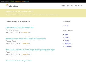 How italianoit.com looks like on a tablet such as an iPad.