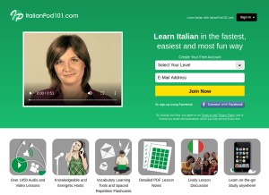 How italianpod101.com looks like on a tablet such as an iPad.