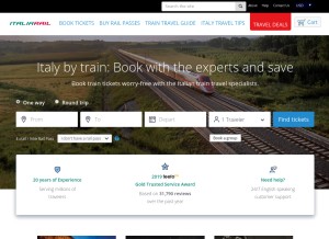 How italiarail.com looks like on a tablet such as an iPad.