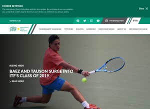 How itftennis.com looks like on a tablet such as an iPad.