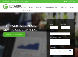 How itnetspec.com looks like on a tablet such as an iPad.