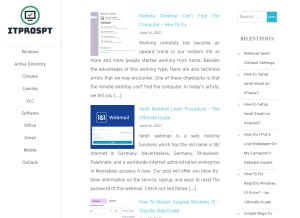 How itprospt.com looks like on a tablet such as an iPad.