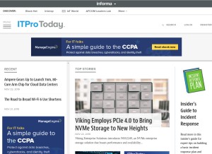 How itprotoday.com looks like on a tablet such as an iPad.