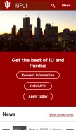 How iupui.edu looks like on a mobile device such as an iPhone.