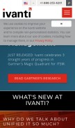 How ivanti.com looks like on a mobile device such as an iPhone.