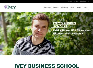 How ivey.ca looks like on a tablet such as an iPad.