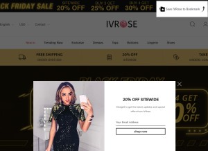 How ivrose.com looks like on a tablet such as an iPad.