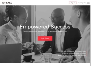 How ivyexec.com looks like on a tablet such as an iPad.